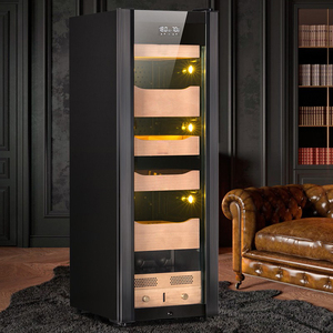 Big Large Commercial Wooden Grain Electrical Refrigerated Fan Cooling Temperature Controlled Cigar Fridge Humidor Cabinet