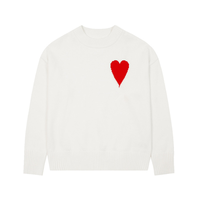 Vente directe usine – Pull en coton à manches longues pour homme, motif cœur, anti-boulochage, style décontracté parisien pour l'hiver, motif léopard