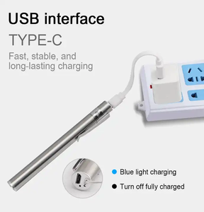 Linterna de Bolsillo Recargable USB, Portátil, de Acero Inoxidable, Linterna Médica, Linterna LED - Product Image 6