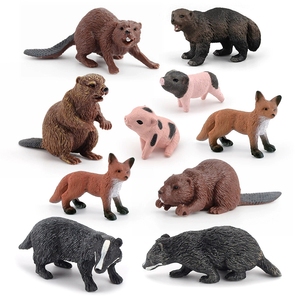Set de Animales Silvestres Simulados: Castor, Zorro, Texugo, <span class=keywords><strong>Gulo</strong></span>, Glulo, Lechón, Miniaturas Decorativas para Paisajes, Juguete - Product Image 3