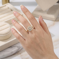 OUGEPHELI Bague Ajustable en Argent 925 avec Moissanite VVS1 testée au diamant, motif Faisceau de fleurs soleil et Flocon de neige étoilé, Bijoux