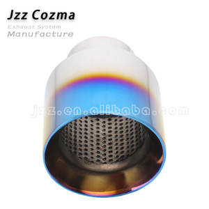 Tubo de escape azul quemado, silenciador de escape decorativo, punta de garganta, entrada de 2,5 ", salida de 4", puntas de escape de coche de acero inoxidable - Product Image 4