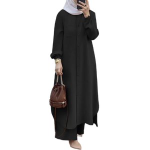 Женский комплект из рубашки и брюк с длинным рукавом и пуговицами - Product Image 2