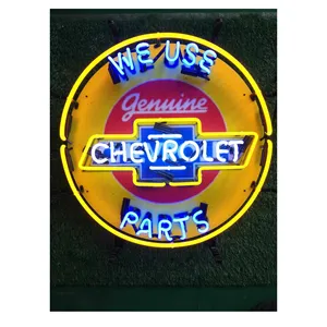 Dropshipping tanda Neon bentuk bulat timbul Vintage terlaris untuk tanda dekorasi dinding huruf iklan Logo Chevrolet
