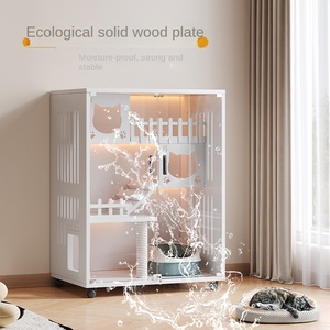 <span class=keywords><strong>Casa</strong></span> para Gatos de Madera Personalizada de Fábrica, Villa para Gatos de Tres Niveles para Interiores con Rampa de Escalada y Caja de Arena - Product Image 3