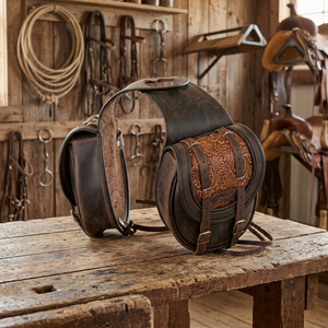 Sac de selle en cuir véritable de qualité supérieure, fait main, respirant, pliable, multifonctionnel, spacieux, accessoire équestre pour l'équitation - Product Image 2