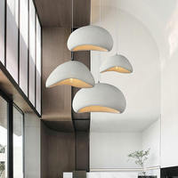 Lustre en résine ovale moderne de style japonais pour salon d'hôtel, bar, café, lumière Wabi Sabi, lumière pendante LED Japandi en béton