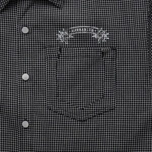Camisa GAMBETTO de corte holgado, a cuadros micro en blanco y negro, de manga corta, con botones, estilo casual urbano para hombre - Product Image 4
