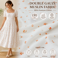 Tissu en mousseline professionnelle 40S peignée, double gaze froissée, douce, pour robes, jupes et vêtements féminins, vente en gros, fabricant