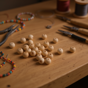 Perline in legno Ilan da 12 mm, rotonde, naturali, per la creazione di gioielli, artigianato, accessori fai da te - Product Image 2