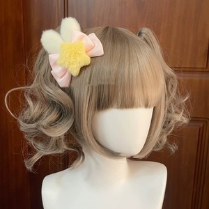 Pinza para el pelo con orejas de conejo de peluche con diseño de estrellas, dulce y adorable, pinza lateral para flequillo, accesorio para el pelo estilo Lolita - Product Image 2