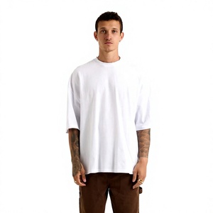 Camiseta Oversize de Algodón Grueso para Hombre, 220g, 100% Algodón, Hombro Caído, Estilo Hip Hop con Logo Estampado, Anti-Pilling, Transpirable - Product Image 1