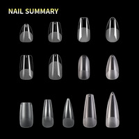 240 Uñas Postizas Flexibles de Gel Suave, Puntas de Extensión de Cobertura Completa, Estilo Francés, Múltiples Formas: Ataúd, Ovaladas, Stiletto, Puntas de Dedo de ABS