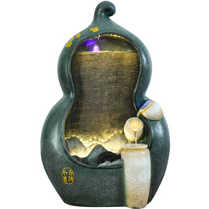 Fontaine d'intérieur en résine en forme de gourde, style chinois, avec éclairage LED pour la décoration du salon - Product Image 5
