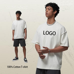 T-shirt personnalisé OEM, coupe oversize, style streetwear, épaules tombantes, tissu lourd, uni, 100% coton, pour homme - Product Image 1