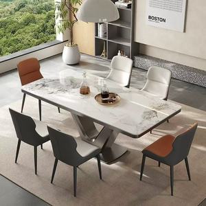 โต๊ะอาหารทรงสี่เหลี่ยมผืนผ้าสไตล์โมเดิร์นมินิมอล พร้อมท็อปหิน ดีไซน์เรียบหรู เหมาะสำหรับครอบครัวขนาดเล็ก รวมเก้าอี้ - Product Image 5