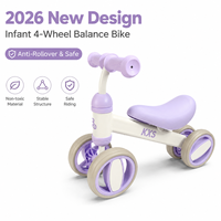 Porteur d'équilibre 4 roues anti-basculement pour bébé, roues silencieuses, trotteur sans pédales, jouet à chevaucher pour 1-3 ans, idéal pour le premier anniversaire