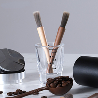 Brosse de nettoyage pour moulin à café avec manche en bois, outil de nettoyage pour moulin à expresso, brosse de nettoyage pour machine à café
