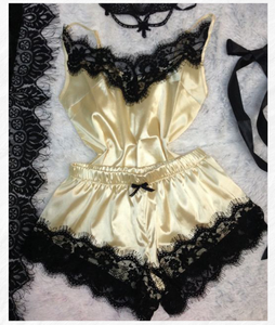 Conjunto de Pijama de 2 Piezas de Alta Calidad para Mujer, Ropa de Casa Casual, Ropa de Dormir Corta de Satén - Product Image 2