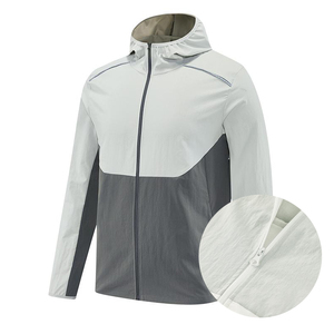 Chaqueta cortavientos transpirable para hombre con bloques de color y capucha, detalles reflectantes, cremallera completa, chaqueta para exteriores con logotipo personalizado para deportes - Product Image 5