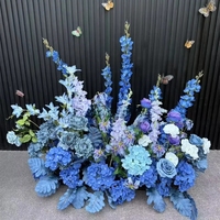 Composition florale artificielle bleue vibrante pour décoration de sol, réaliste, pour événements de mariage en bord de mer