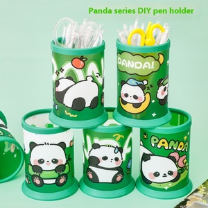 ที่เก็บปากกาพลาสติกทรงกลมแบบ DIY พับเก็บได้ภาชนะใส่ปากกาการ์ตูนแพนด้าน่ารักความจุมาก - Product Image 2