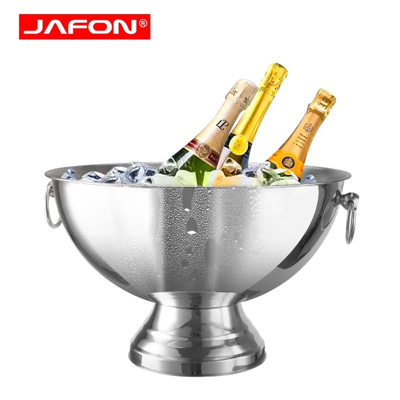 Com Mão Carry Beer Garrafa De Vinho Chiller Champagne Can Cooler Chiller Cooler Bucket 304 Aço Inoxidável Balde De Gelo