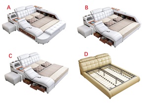 Cama Multifuncional con Funciones de Masaje y Almacenamiento, Estructura de Cama de Cuero Inteligente, Tamaño Queen y King, en Oferta - Product Image 5