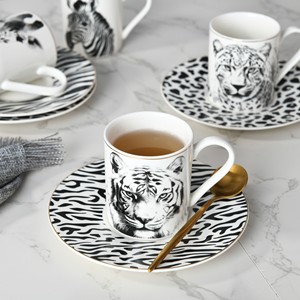Nuove tazze di porcellana animale e Set di piatti da portata in ceramica con tigre leopardata della giraffa Zebra-per caffè e tè - Product Image 5