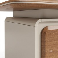 Table de bureau ronde de luxe moderne avec plateau en bois, armoire de rangement, chaise à dossier haut, mobilier pour PDG, directeur, salle de réception, école