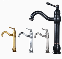 Robinet de lavabo rétro en laiton de style européen français, monocommande eau froide/chaude, avec cartouche céramique, à poser sur le rebord, pour balcon, maison, hôtel