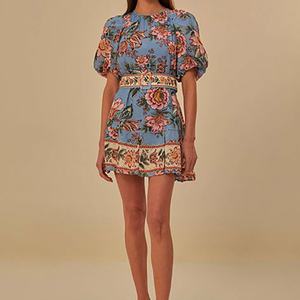 Nouvelle Robe Courte Décontractée pour Femme à Dos Ouvert, Manches Courtes, Encolure Carrée Élastiquée, Grand Ourlet Volanté, Respirante - Product Image 2