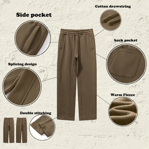 <span class=keywords><strong>Pantalon</strong></span> de jogging ample en molleton de <span class=keywords><strong>coton</strong></span> uni avec cordon de serrage, coupe droite, haute qualité pour <span class=keywords><strong>homme</strong></span> - Product Image 3