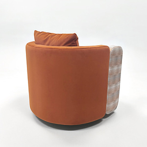 Fauteuil pivotant contemporain en velours orange avec accoudoirs hauts pour salon et appartement, vente en gros d'usine chinoise - Product Image 4