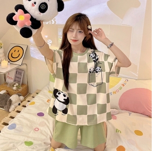 Pijamas de talla grande para niñas. Estilo de estudiante delgado de verano adecuado para usar conjuntos de ropa para el hogar - Product Image 1