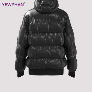 Chaqueta acolchada de piel sintética brillante negra de invierno de lujo para <span class=keywords><strong>hombre</strong></span> abrigo de plumón brillante Doudoune Homme - Product Image 2