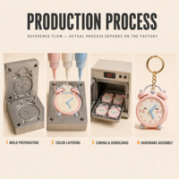 Porte-clés 3D amusants en forme d'horloge, porte-clés de voiture, porte-clés en PVC directement du fabricant avec logos personnalisables