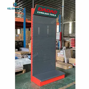 Customized Metal Tools Display Rack with Hook and Light Box for Hardware Store Pegboard Display Stand