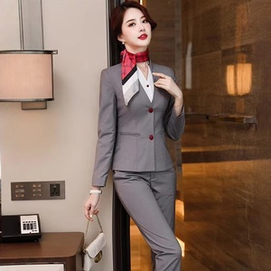 Conjunto de Uniforme de Chaleco <span class=keywords><strong>sin</strong></span> Mangas de Poliéster para Mujer, para Azafatas, Aerolíneas, Hoteles, Aviación, Ferrocarriles de Alta Velocidad, Oficinas de Ventas y Universidades - Product Image 2