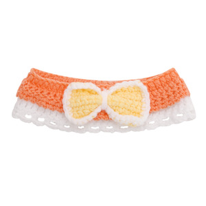 Collier tricoté pour chat Huayuan Pet Supplies, orange, blanc, jaune, avec nœud papillon, réglable, pour chats et chiens - Product Image 1