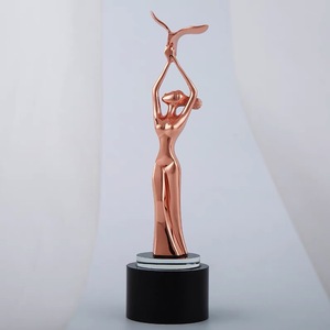 Bailarín de cobre dorado y plateado de 8x30cm con trofeo de Metal de águila, trofeo de cristal personalizado, premios grabados - Product Image 4