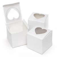 Boîtes blanches classique coeur fenêtre transparente Mini boîte à gâteau anniversaire jour fête fournitures faveur cadeau chocolat boîte à bonbons en gros
