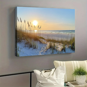 Décor <span class=keywords><strong>de</strong></span> soirée côtière: <span class=keywords><strong>coucher</strong></span> <span class=keywords><strong>de</strong></span> <span class=keywords><strong>soleil</strong></span> <span class=keywords><strong>sur</strong></span> <span class=keywords><strong>la</strong></span> plage <span class=keywords><strong>de</strong></span> sable et <span class=keywords><strong>la</strong></span> <span class=keywords><strong>mer</strong></span> impression toile oeuvre pour <span class=keywords><strong>la</strong></span> décoration intérieure 1.5 pouces d'épaisseur - Product Image 4