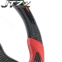 Volant sport en fibre de carbone avec écran LED pour BMW G20 G30 G42 G80 G82 G87, cuir perforé bleu et rouge, fond plat, pièces de voiture sport