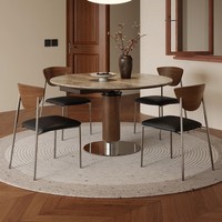Table à manger rotative ronde à carrée, gain de place, style moderne minimaliste, en pierre frittée, pour petit appartement