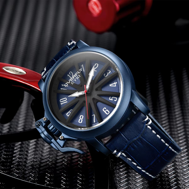 Wholesale Mens Custom Watch Rotaed Wheel Desgin Japan Quartz Movement Sports Men Watches