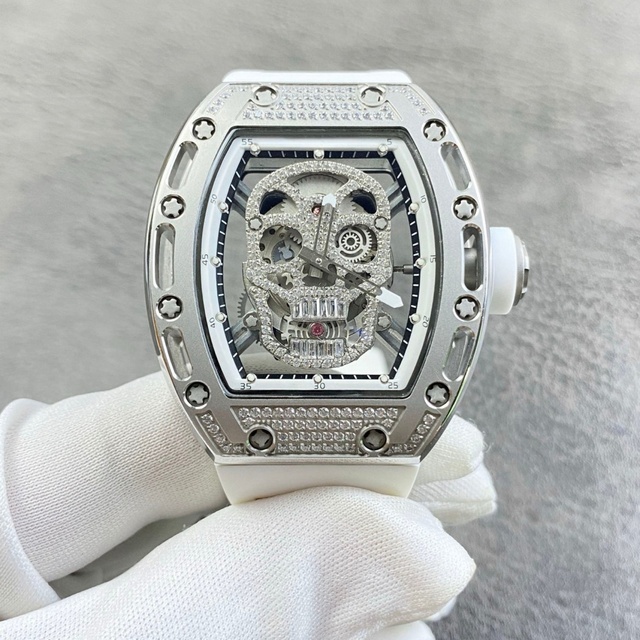 Premium RM052 Men Square Mechanical Watch Diamond Tourbillon Design Sapphire Crystal Luxury Sport Watch Stainless Steel Rubber