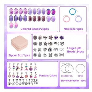 2025 Trendy Silver Stainless Steel <b>Adjustable</b> <b>Bracelet</b> Women's Fashion Jewelry Set 76pcs Crystal Charms Gift Jewelry Making Toys - Product Image 6