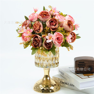 Bouquet de fleurs artificielles en soie Dongchen Crafts, bourgeons de pivoine, violet, rouge, rose, pour la décoration de la maison et des mariages - Product Image 4