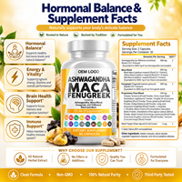 Fabricant de capsules d'ashwagandha, de maca et de fenugrec en marque privée OEM, 60 capsules, mélange d'herbes, complément alimentaire, approvisionnement en gros